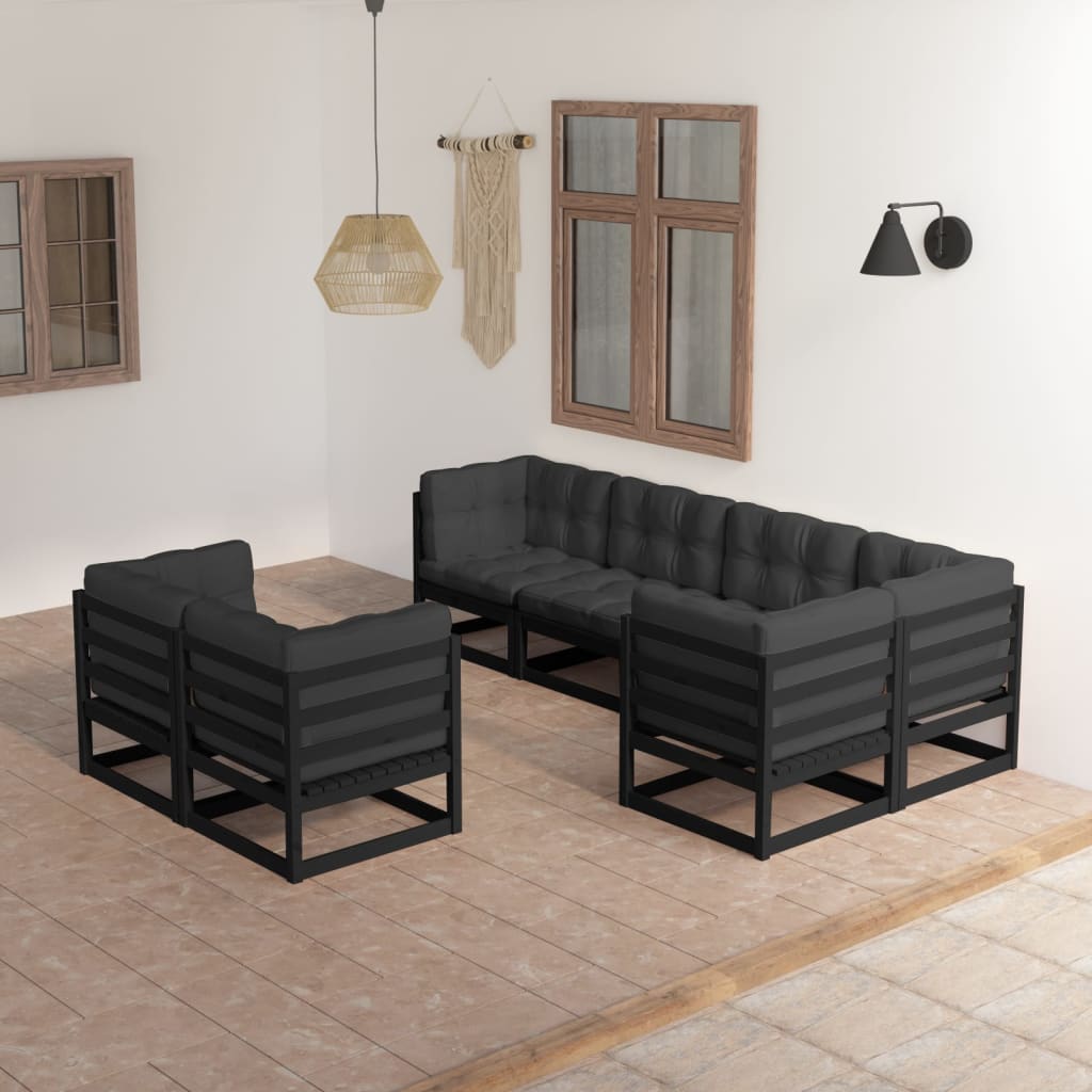 vidaXL 7 pcs conjunto lounge de jardim pinho maciço branco