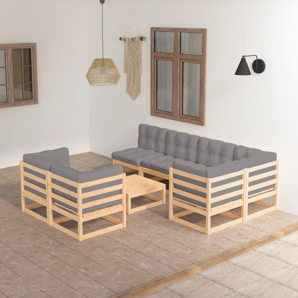 vidaXL 8 pcs conjunto lounge de jardim pinho maciço