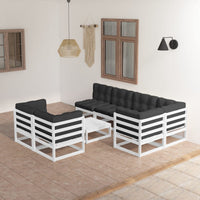 vidaXL 8 pcs conjunto lounge de jardim pinho maciço