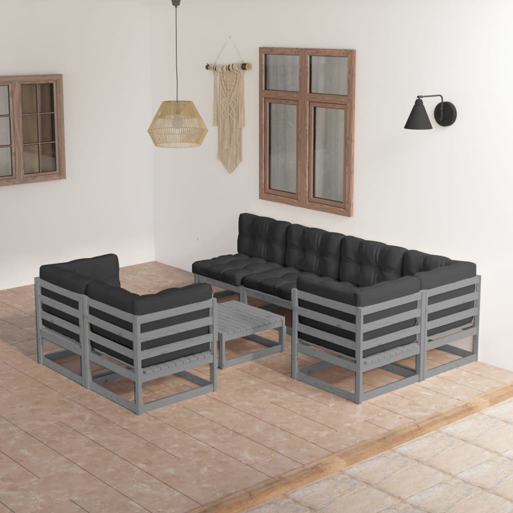 vidaXL 8 pcs conjunto lounge de jardim pinho maciço