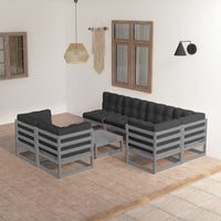 vidaXL 8 pcs conjunto lounge de jardim pinho maciço