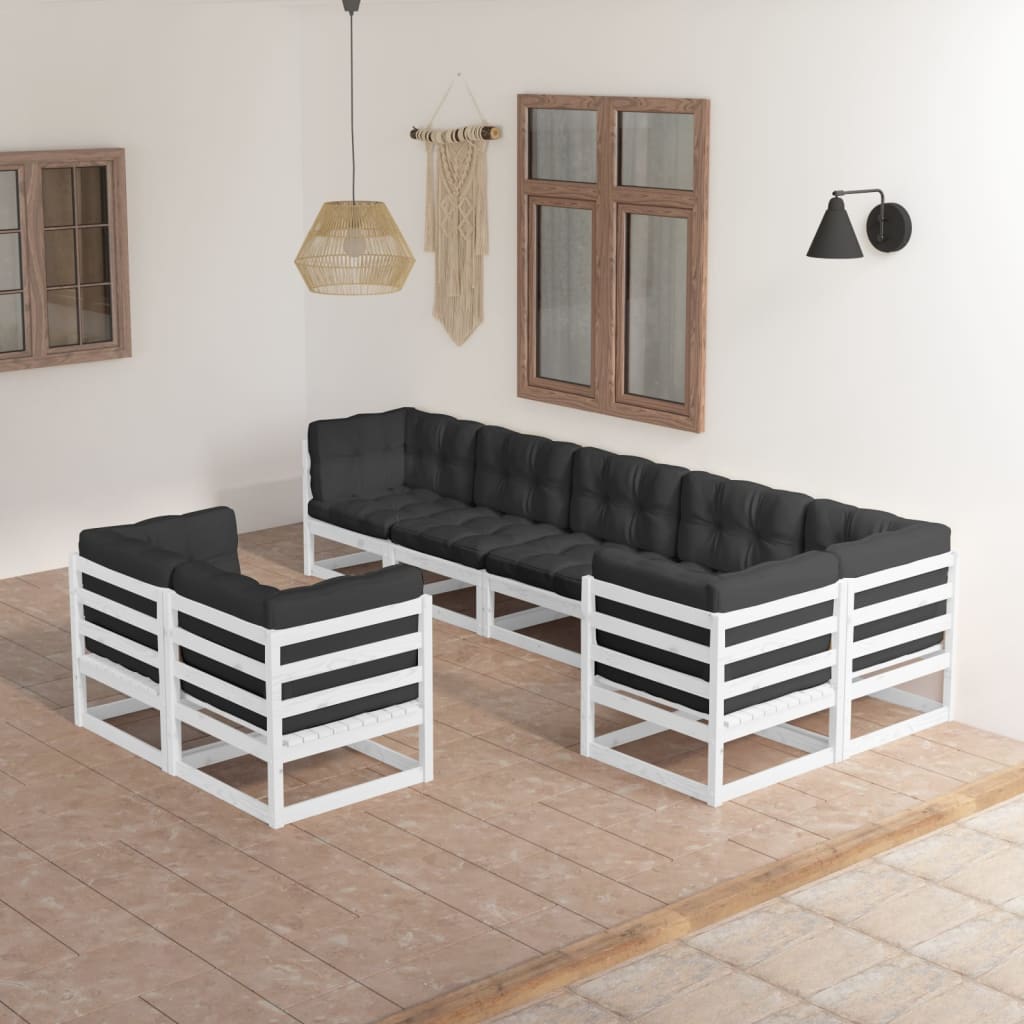 vidaXL 8 pcs conjunto lounge de jardim pinho maciço