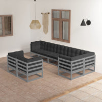 vidaXL 8 pcs conjunto lounge de jardim pinho maciço