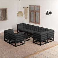 vidaXL 9 pcs conjunto lounge de jardim pinho maciço