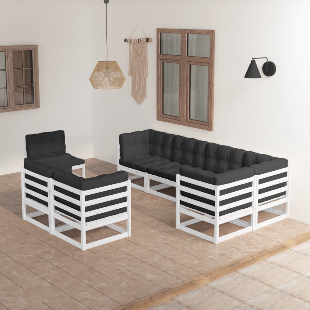 vidaXL 8 pcs conjunto lounge de jardim pinho maciço