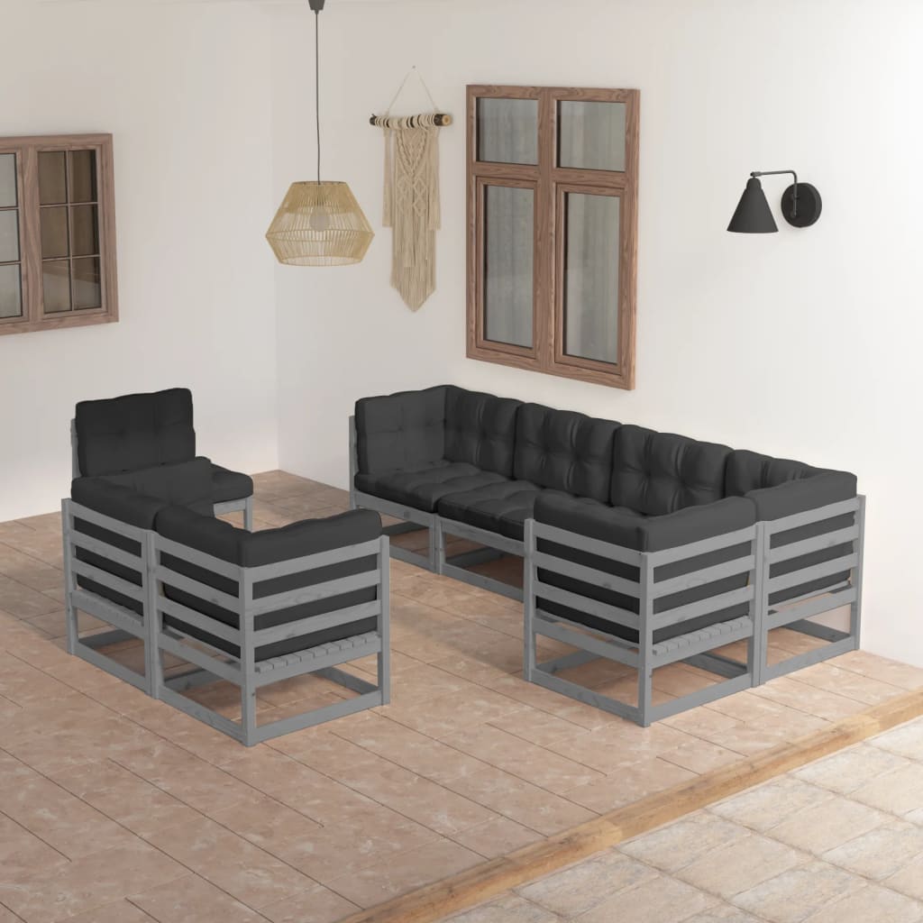 vidaXL 8 pcs conjunto lounge de jardim pinho maciço