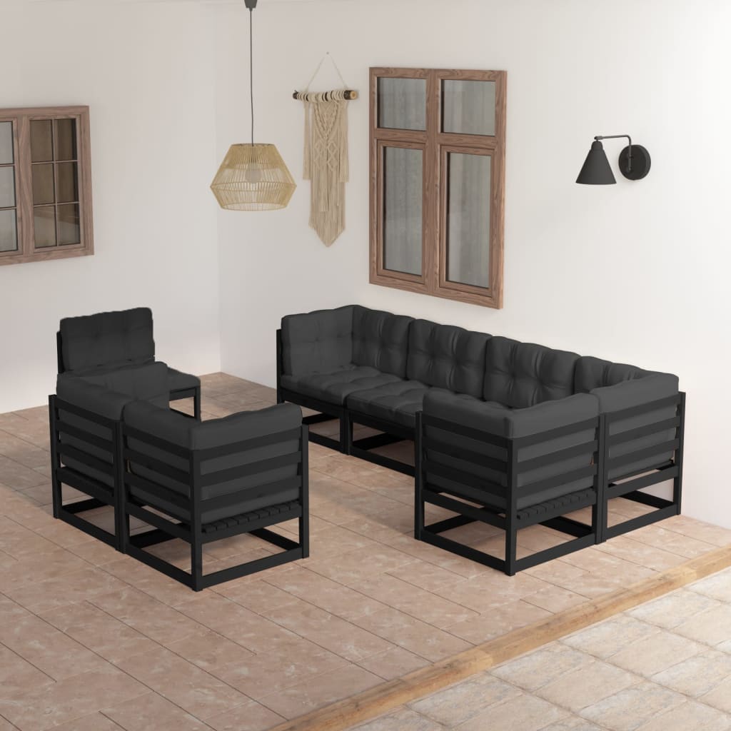 vidaXL 8 pcs conjunto lounge de jardim pinho maciço