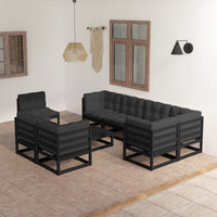 vidaXL 9 pcs conjunto lounge de jardim pinho maciço