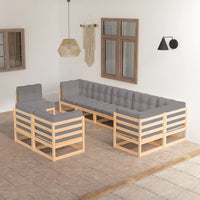 vidaXL 9 pcs conjunto lounge de jardim pinho maciço