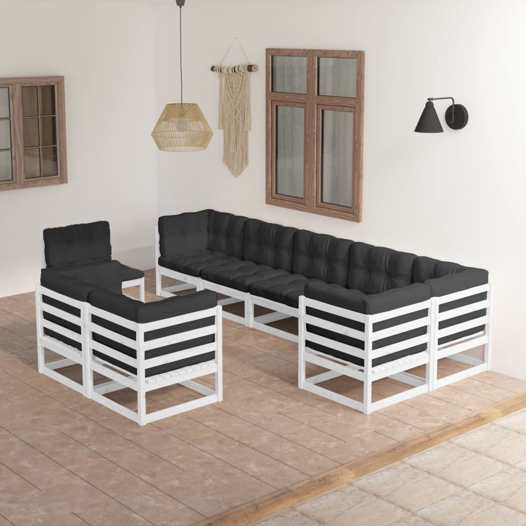 vidaXL 9 pcs conjunto lounge de jardim pinho maciço