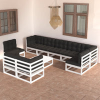 vidaXL 10 pcs conjunto lounge de jardim pinho maciço branco