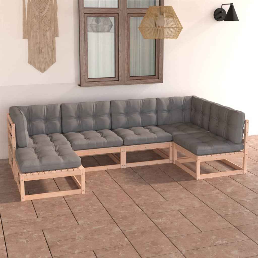 vidaXL 6 pcs conjunto lounge de jardim pinho maciço