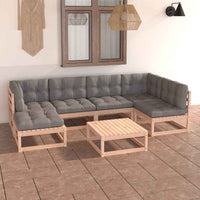 vidaXL 7 pcs conjunto lounge de jardim pinho maciço