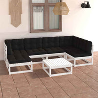 vidaXL 7 pcs conjunto lounge de jardim pinho maciço