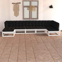vidaXL 7 pcs conjunto lounge de jardim pinho maciço