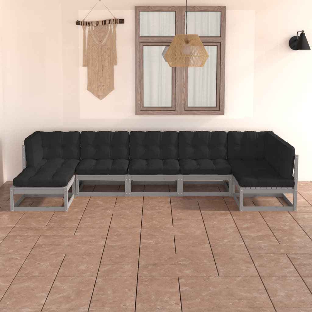 vidaXL 7 pcs conjunto lounge de jardim pinho maciço