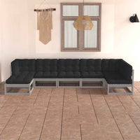 vidaXL 7 pcs conjunto lounge de jardim pinho maciço