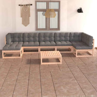 vidaXL 8 pcs conjunto lounge de jardim pinho maciço