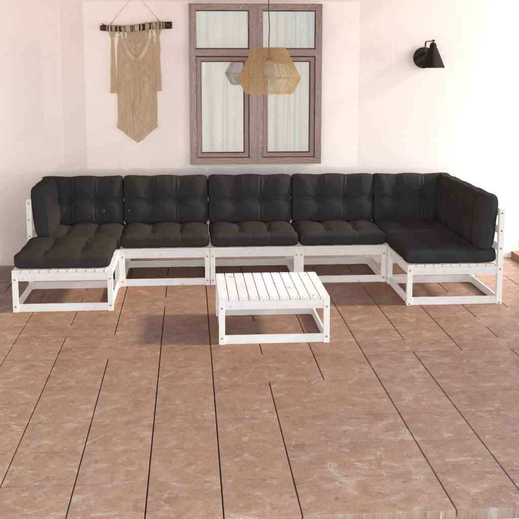vidaXL 8 pcs conjunto lounge de jardim pinho maciço