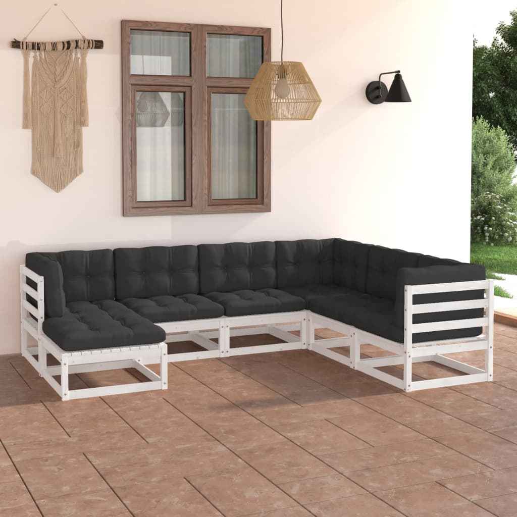 vidaXL 7 pcs conjunto lounge de jardim pinho maciço