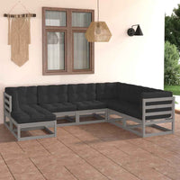 vidaXL 7 pcs conjunto lounge de jardim pinho maciço