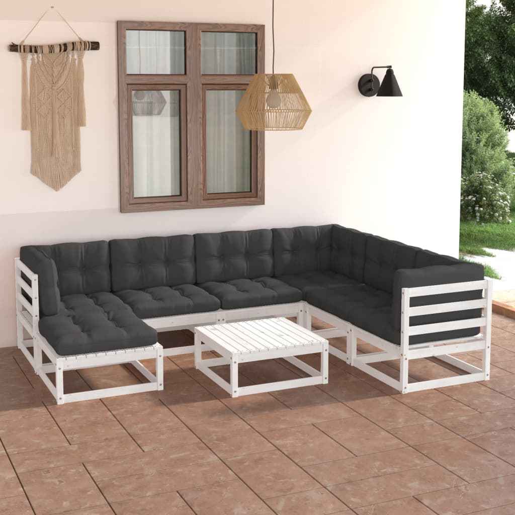 vidaXL 8 pcs conjunto lounge de jardim pinho maciço