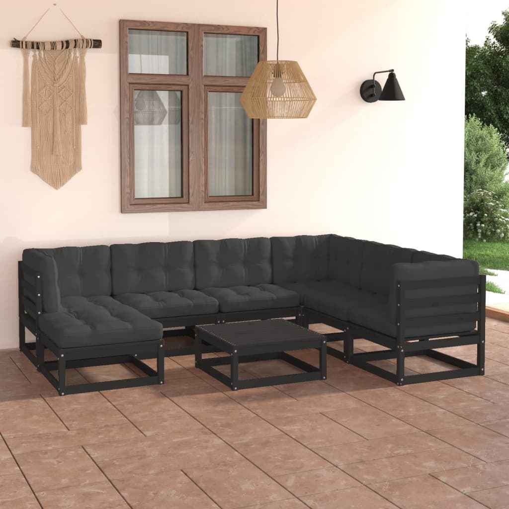 vidaXL 8 pcs conjunto lounge de jardim pinho maciço