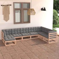 vidaXL 8 pcs conjunto lounge de jardim pinho maciço