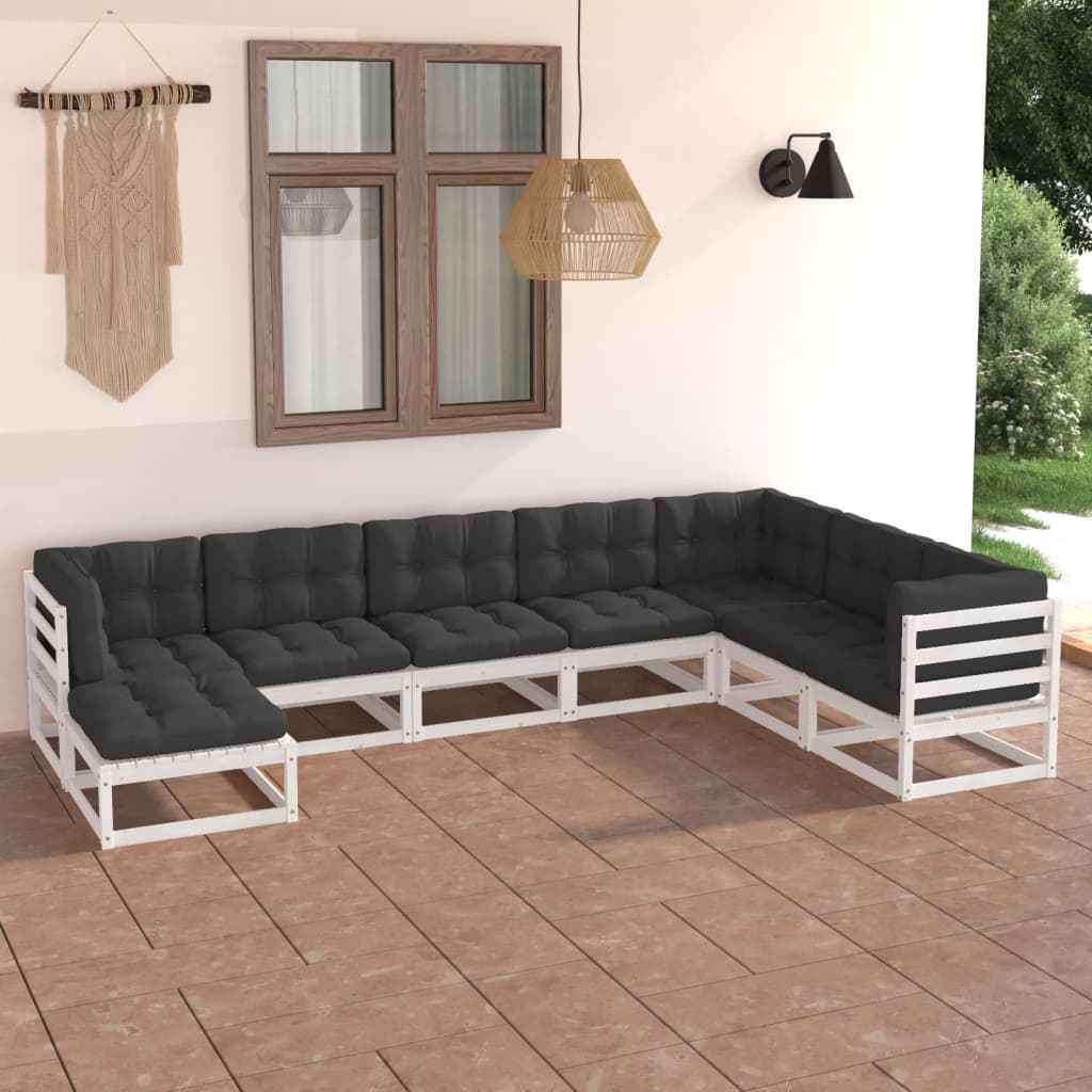 vidaXL 8 pcs conjunto lounge de jardim pinho maciço