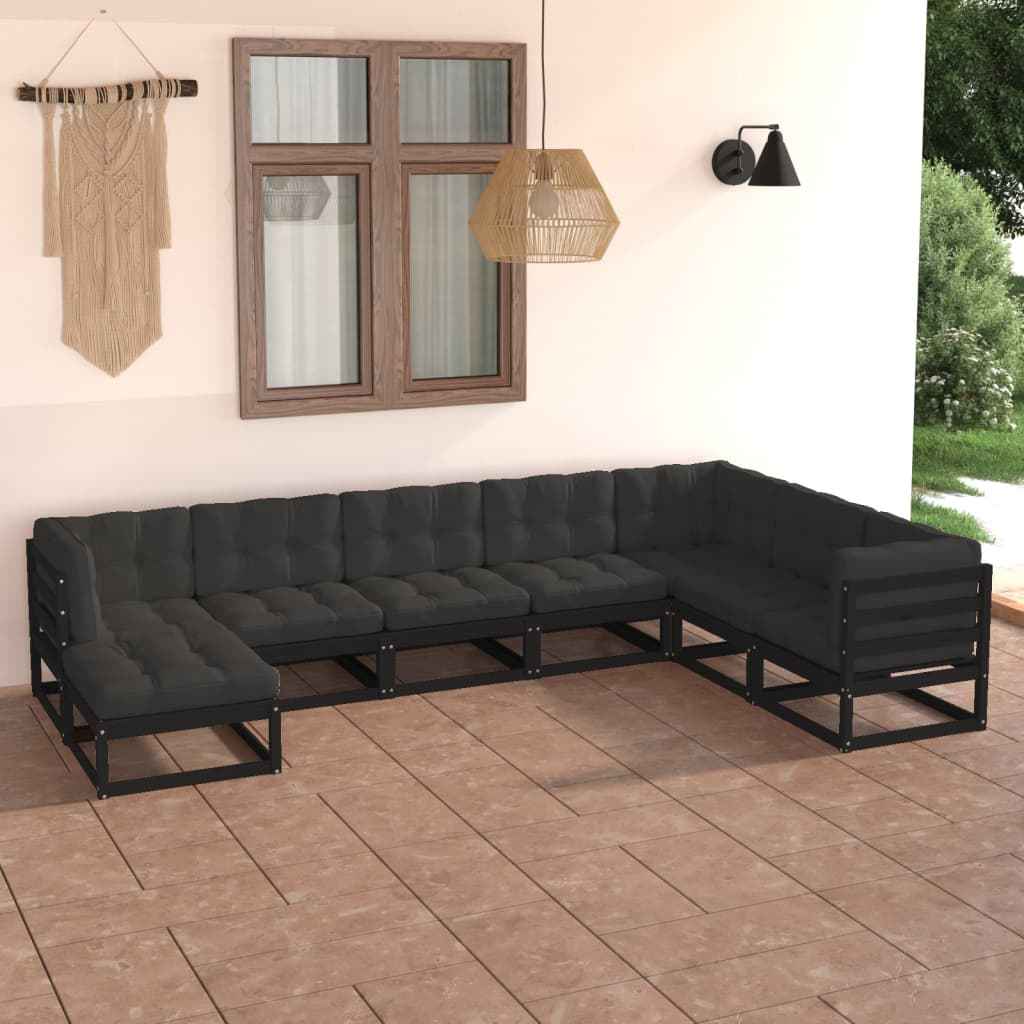 vidaXL 8 pcs conjunto lounge de jardim pinho maciço