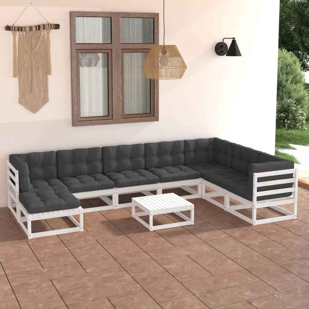 vidaXL 9 pcs conjunto lounge de jardim pinho maciço
