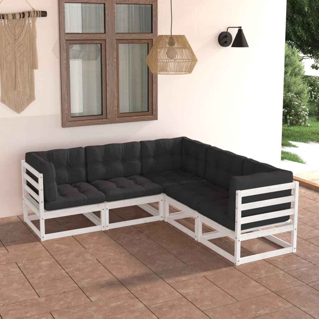 vidaXL 5 pcs conjunto lounge de jardim pinho maciço