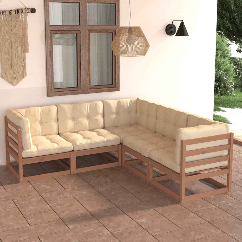 vidaXL 5 pcs conjunto lounge de jardim pinho maciço