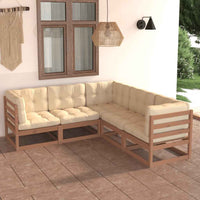 vidaXL 5 pcs conjunto lounge de jardim pinho maciço