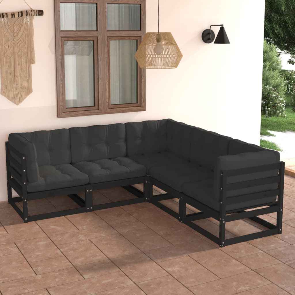 vidaXL 5 pcs conjunto lounge de jardim pinho maciço