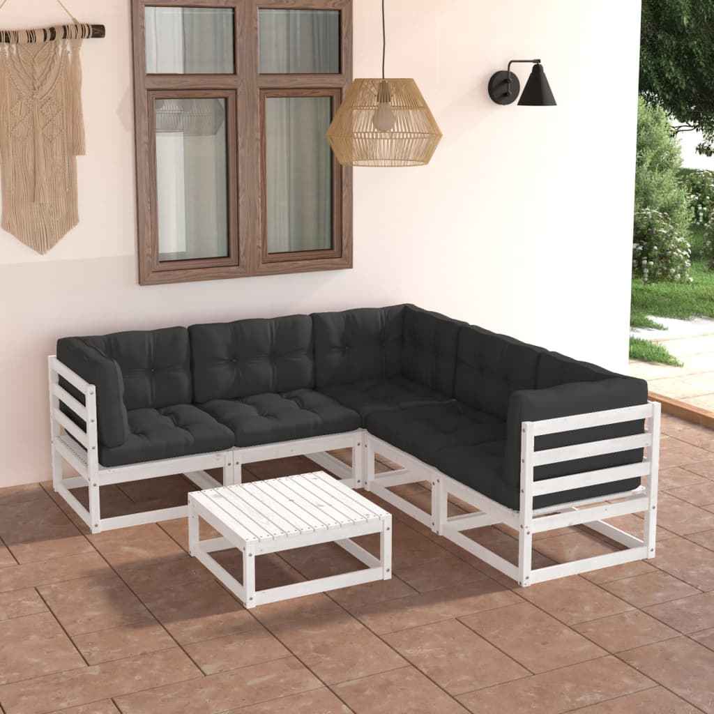 vidaXL 6 pcs conjunto lounge de jardim pinho maciço