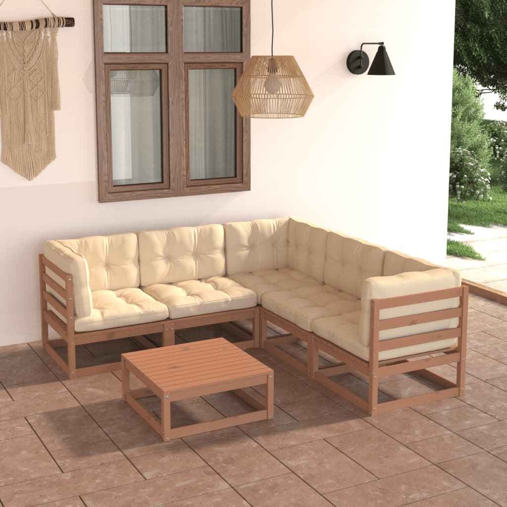 vidaXL 6 pcs conjunto lounge de jardim pinho maciço