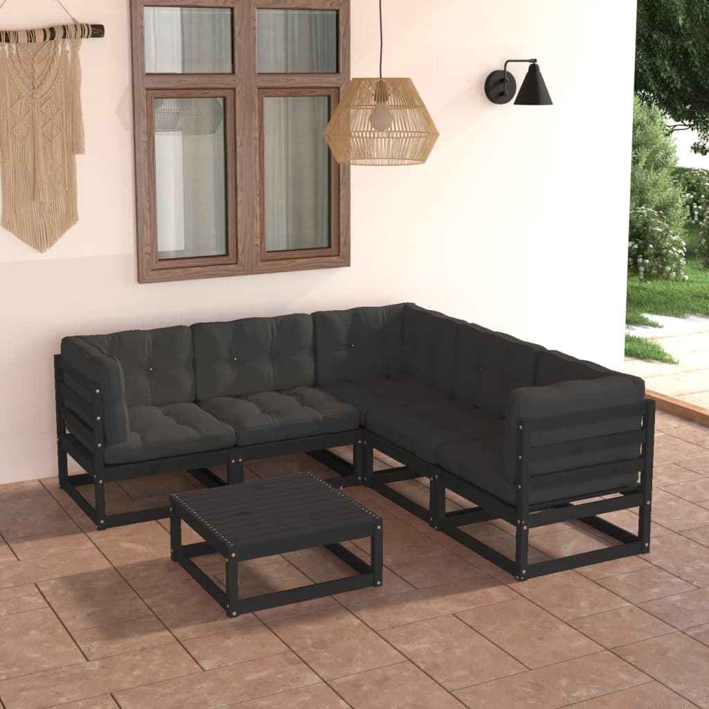 vidaXL 6 pcs conjunto lounge de jardim pinho maciço