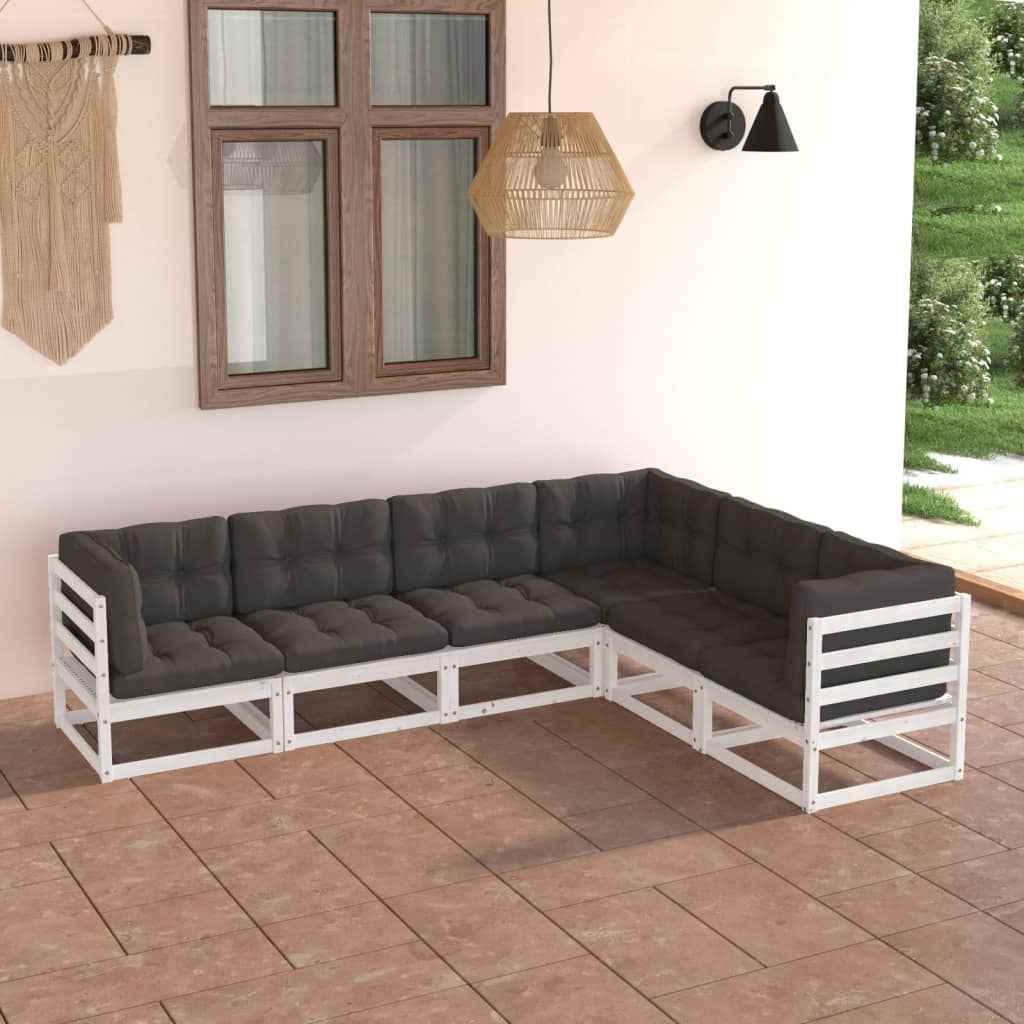 vidaXL 6 pcs conjunto lounge de jardim pinho maciço