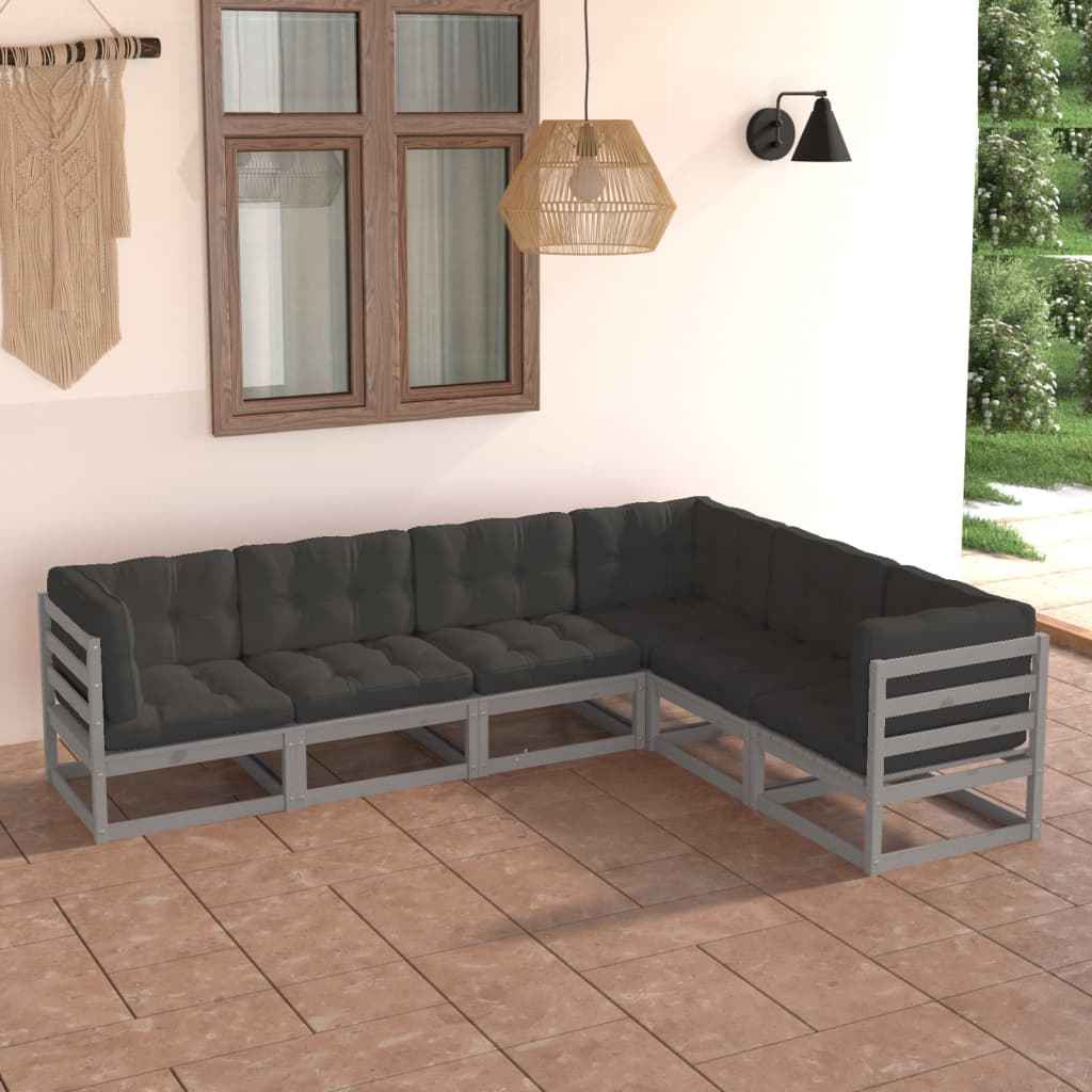 vidaXL 6 pcs conjunto lounge de jardim pinho maciço