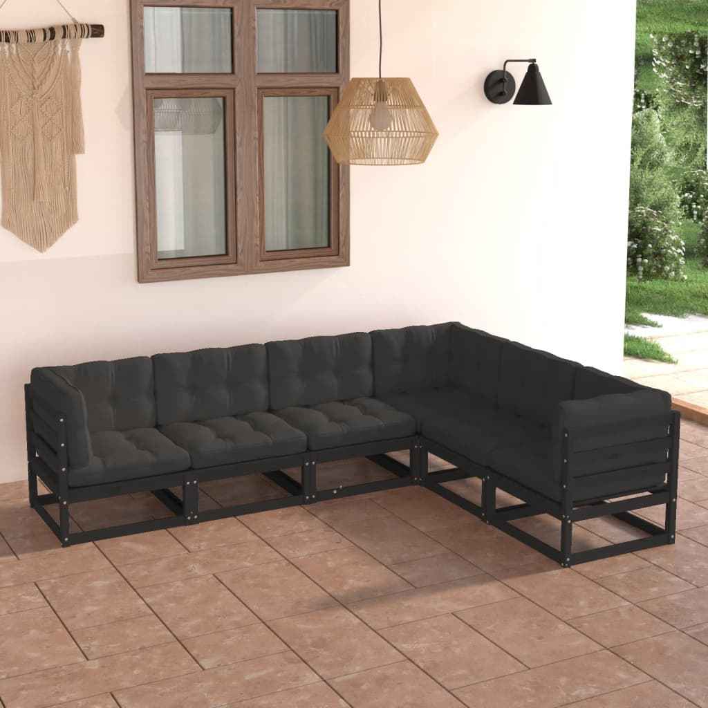 vidaXL 6 pcs conjunto lounge de jardim pinho maciço