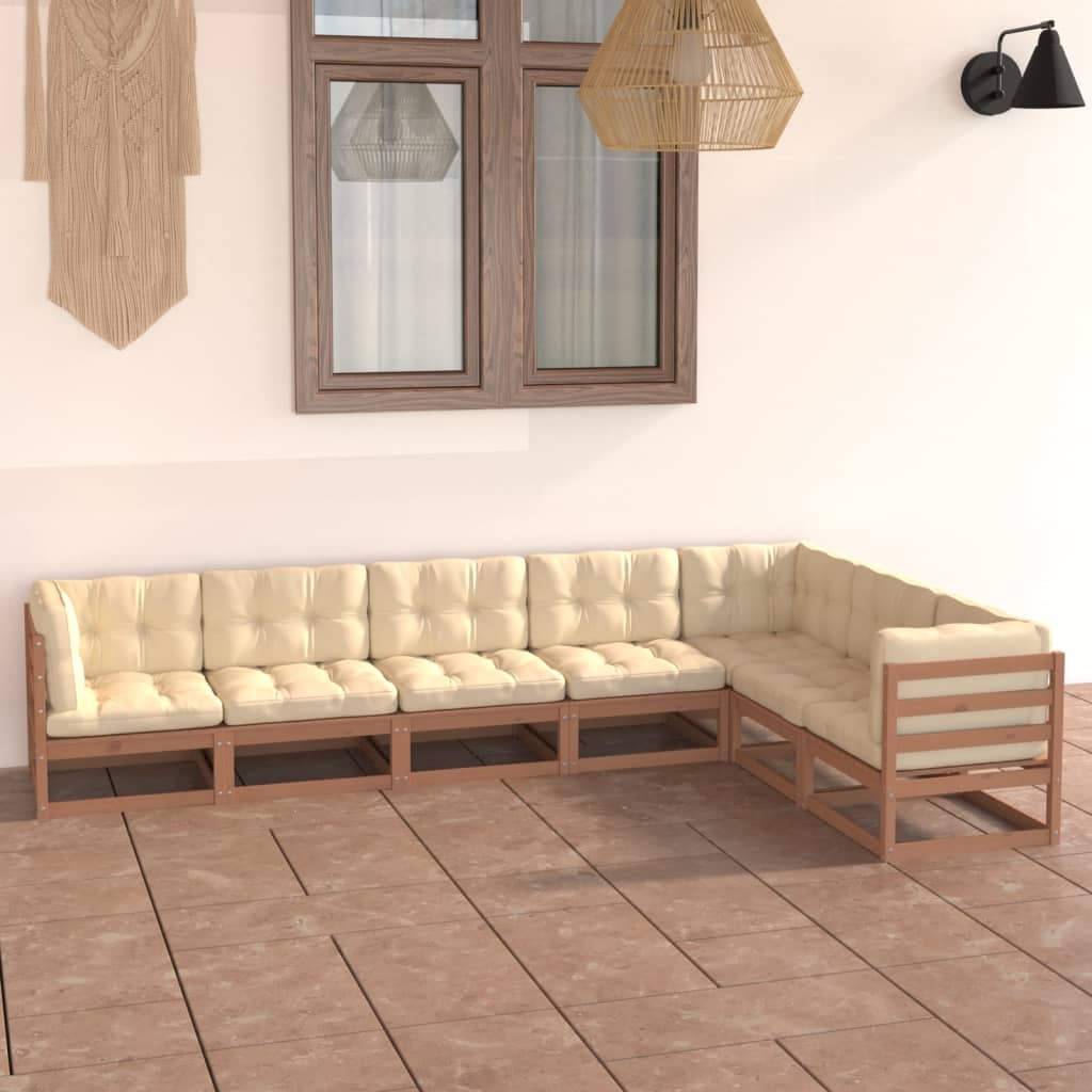 vidaXL 7 pcs conjunto lounge de jardim pinho sólido branco
