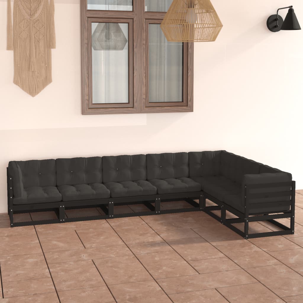 vidaXL 7 pcs conjunto lounge de jardim pinho sólido branco