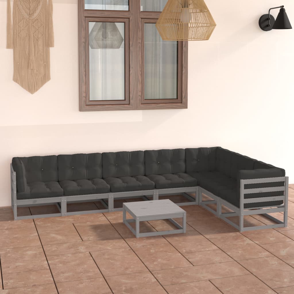 vidaXL 8 pcs conjunto lounge de jardim pinho sólido branco