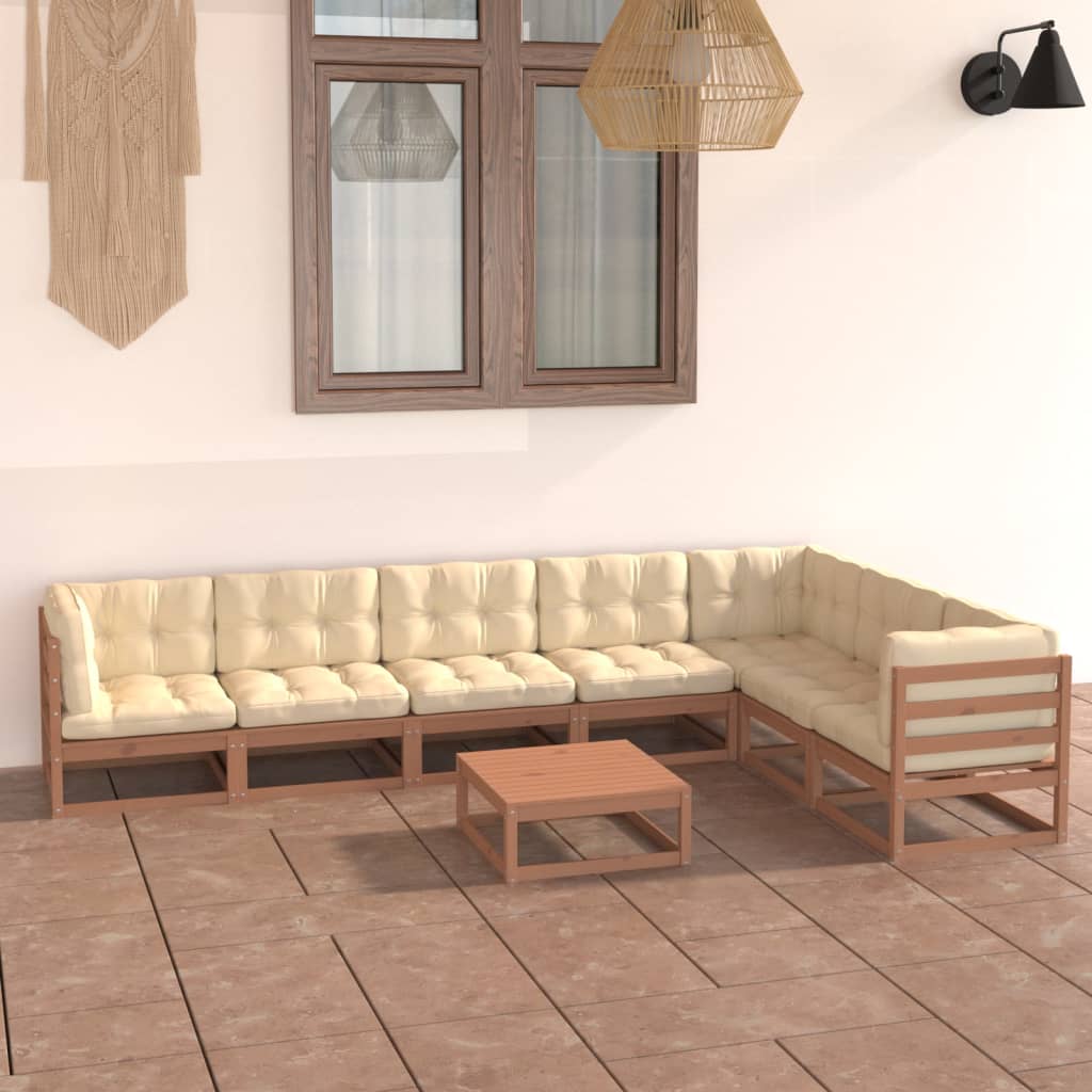 vidaXL 8 pcs conjunto lounge de jardim pinho sólido branco