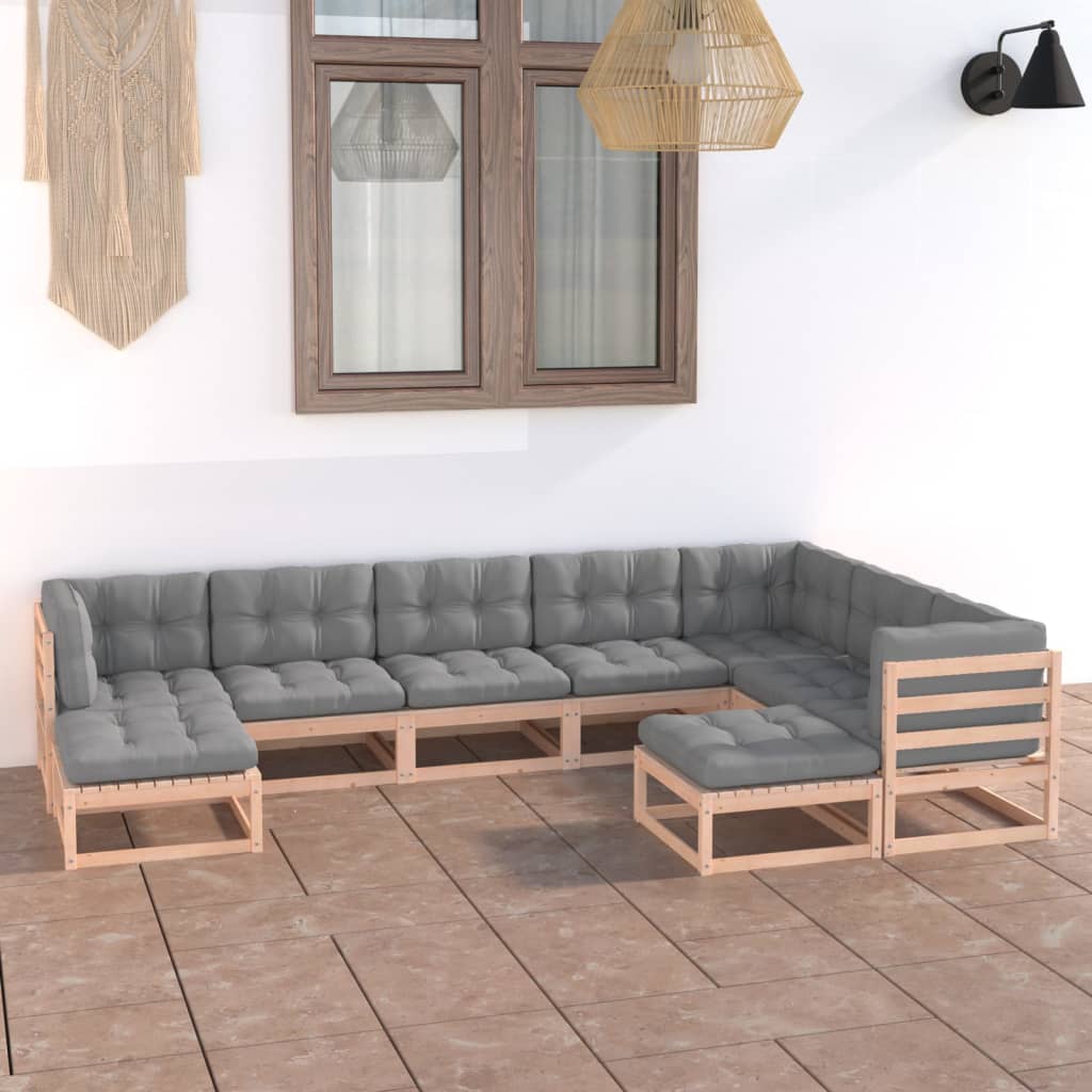 vidaXL 9 pcs conjunto lounge de jardim pinho sólido branco