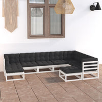 vidaXL 9 pcs conjunto lounge de jardim pinho sólido branco