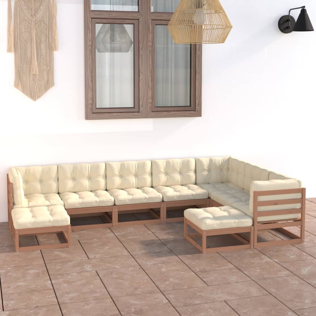 vidaXL 9 pcs conjunto lounge de jardim pinho sólido branco