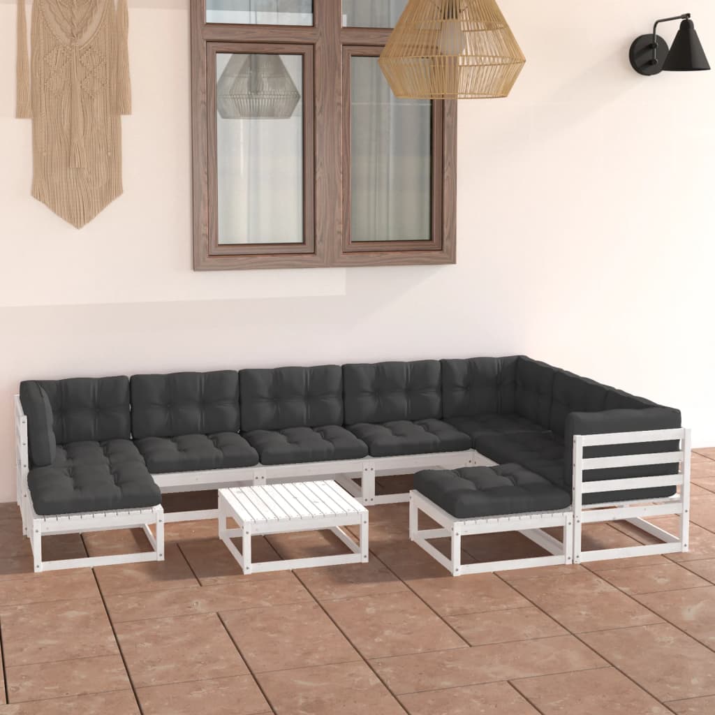vidaXL 10 pcs conjunto lounge de jardim pinho maciço