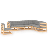 vidaXL 7 pcs conjunto lounge de jardim pinho sólido castanho mel